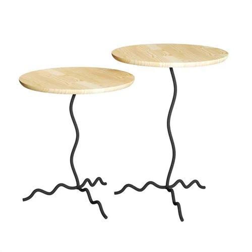 Conjunto Mesa Lateral Onda - Natural