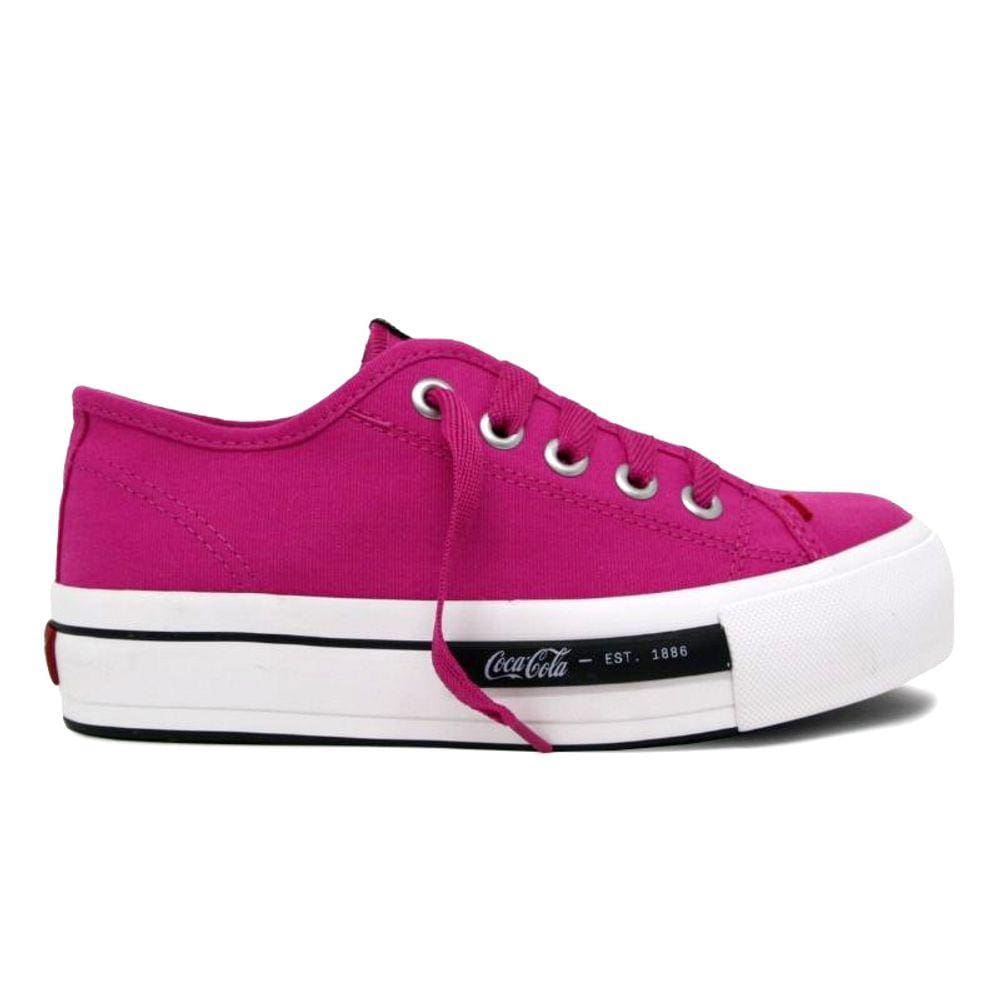 Tênis Coca-Cola Plataforma Daytona Canvas Rosa CC2014