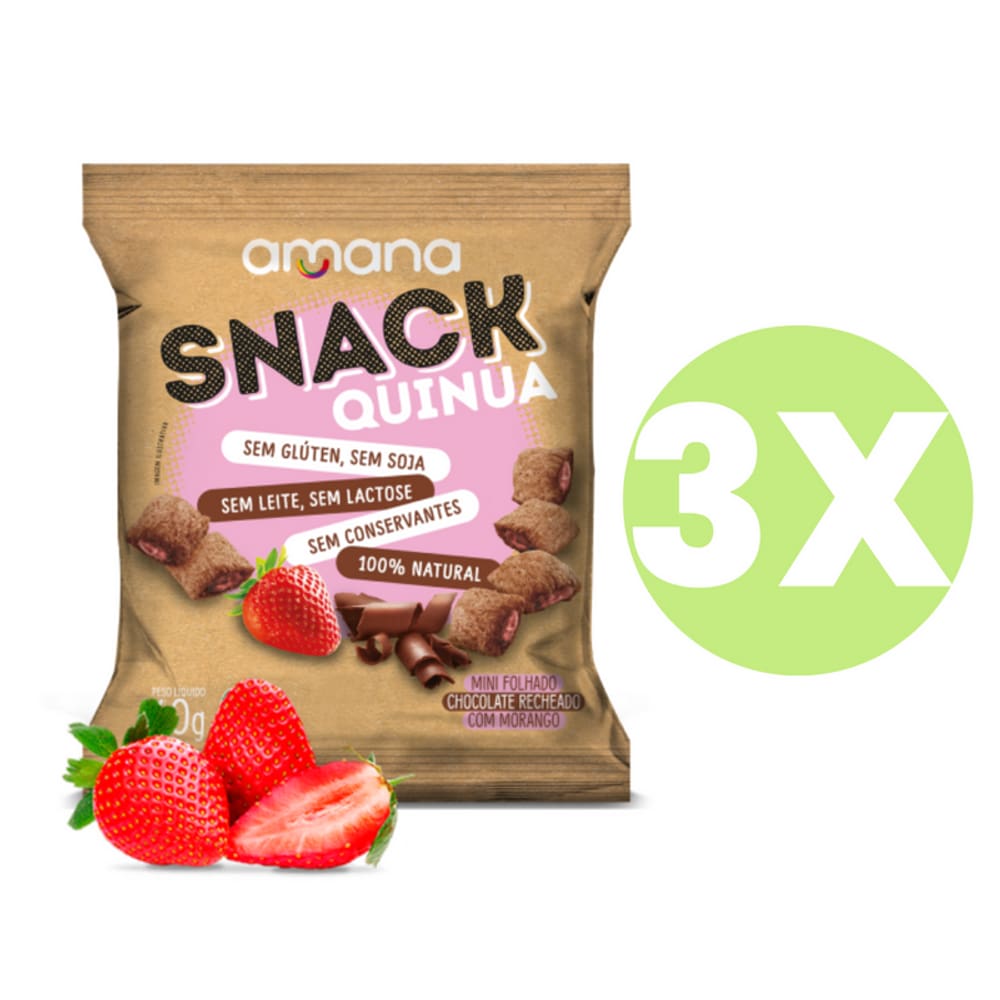 Snack de Quinua e Chocolate com Recheio de Morango SG Amana 40g