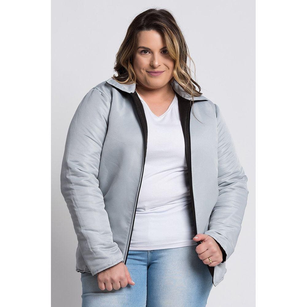 Jaqueta Feminina Plus Size Dupla Face Microfibra - Serena