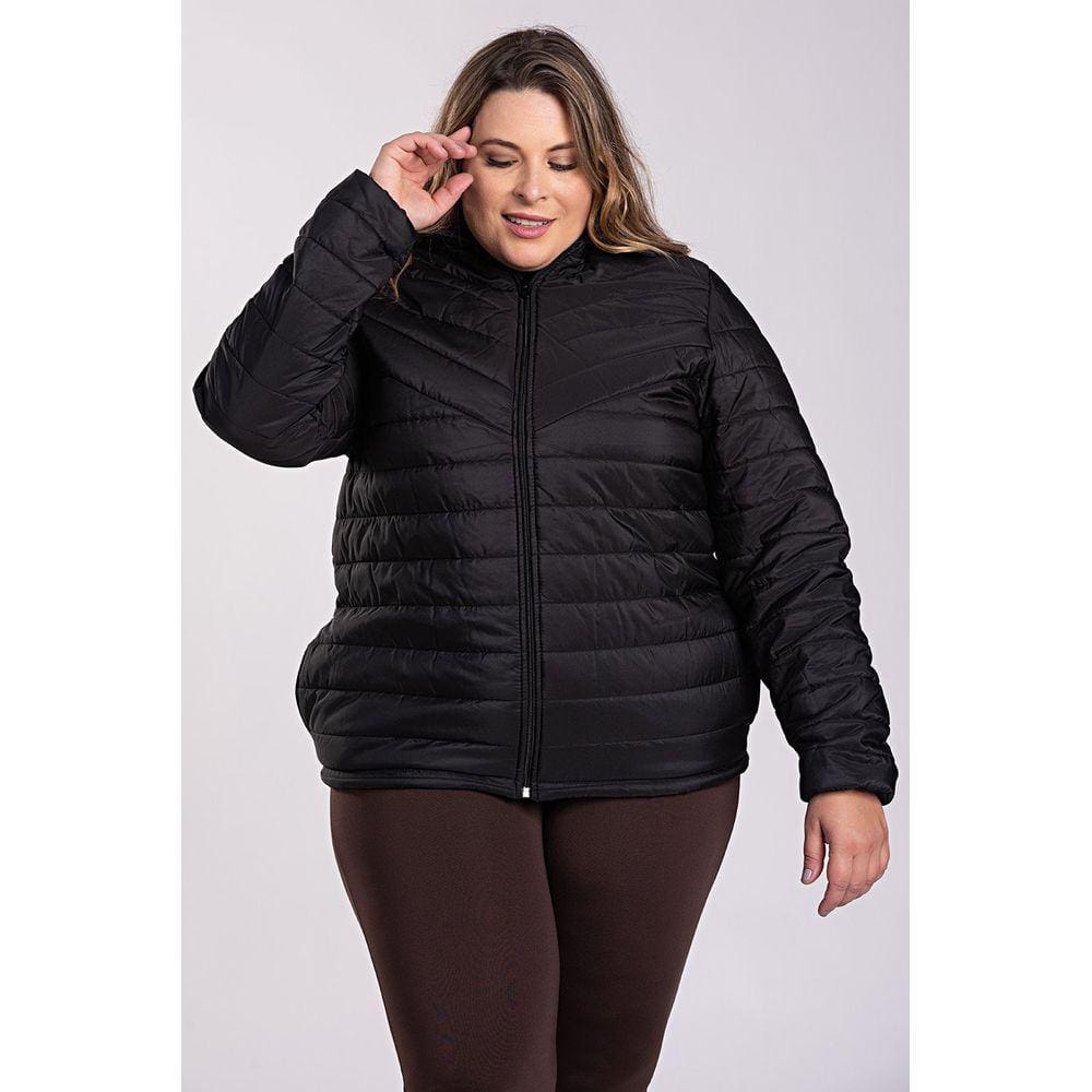 Jaqueta Feminina Plus Size Puffer em Microfibra - Serena