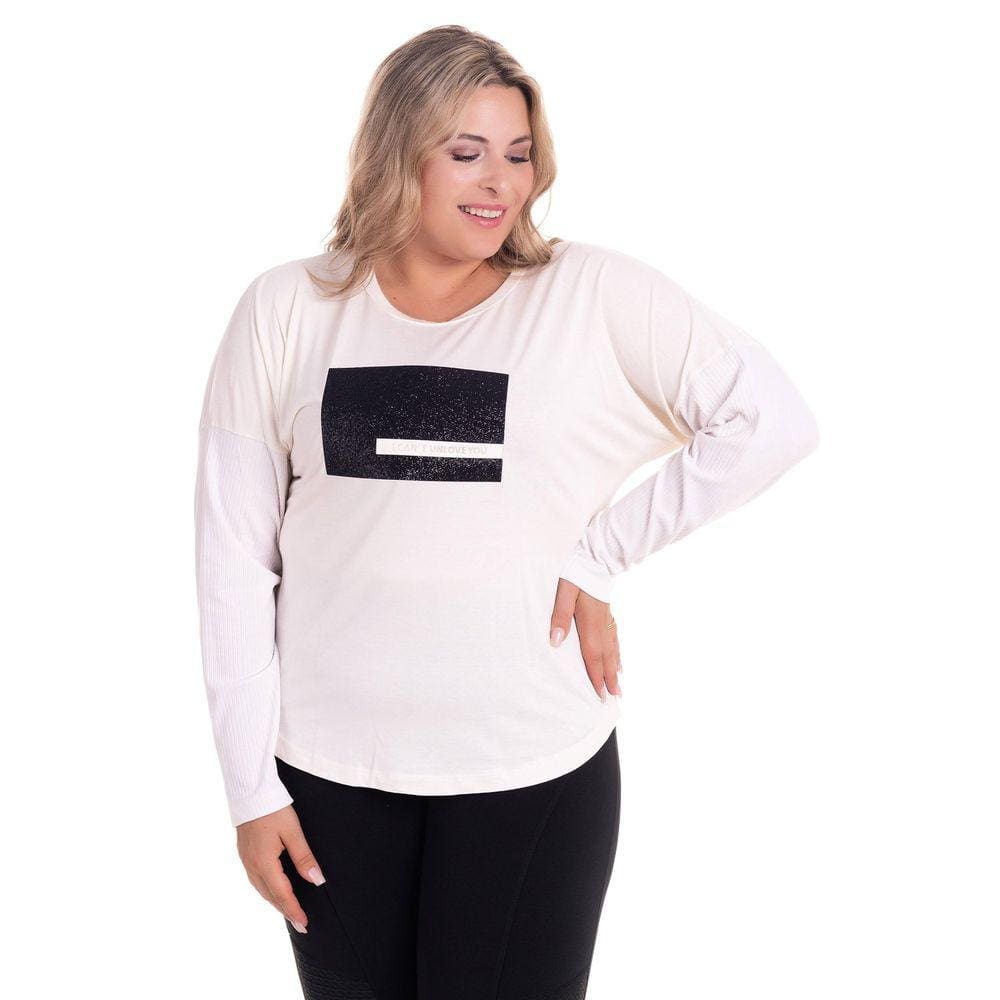 Blusa Manga Longa Feminina com Aplique em Glitter