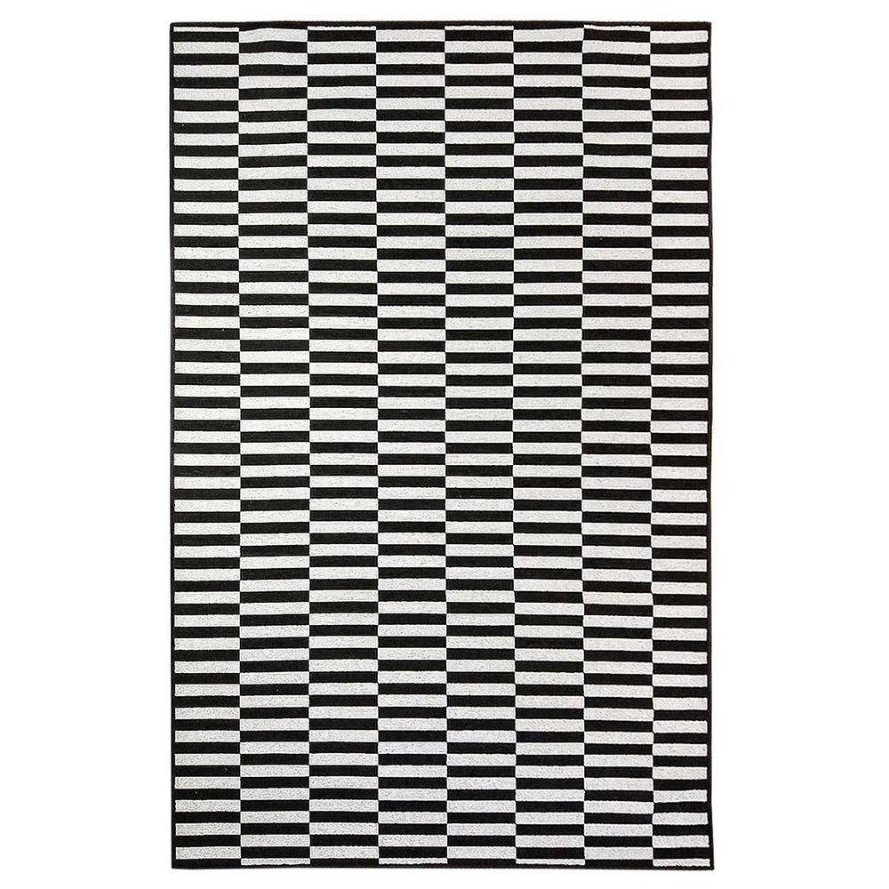 Tapete Sala Geometrico Listras 200X250 Preto Prata Listrado