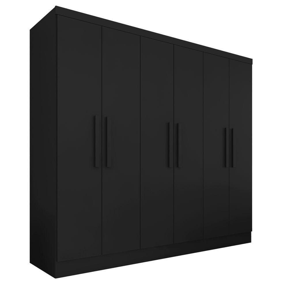 Guarda Roupa Casal 6 Portas Mariah Preto - Móveis Arapongas
