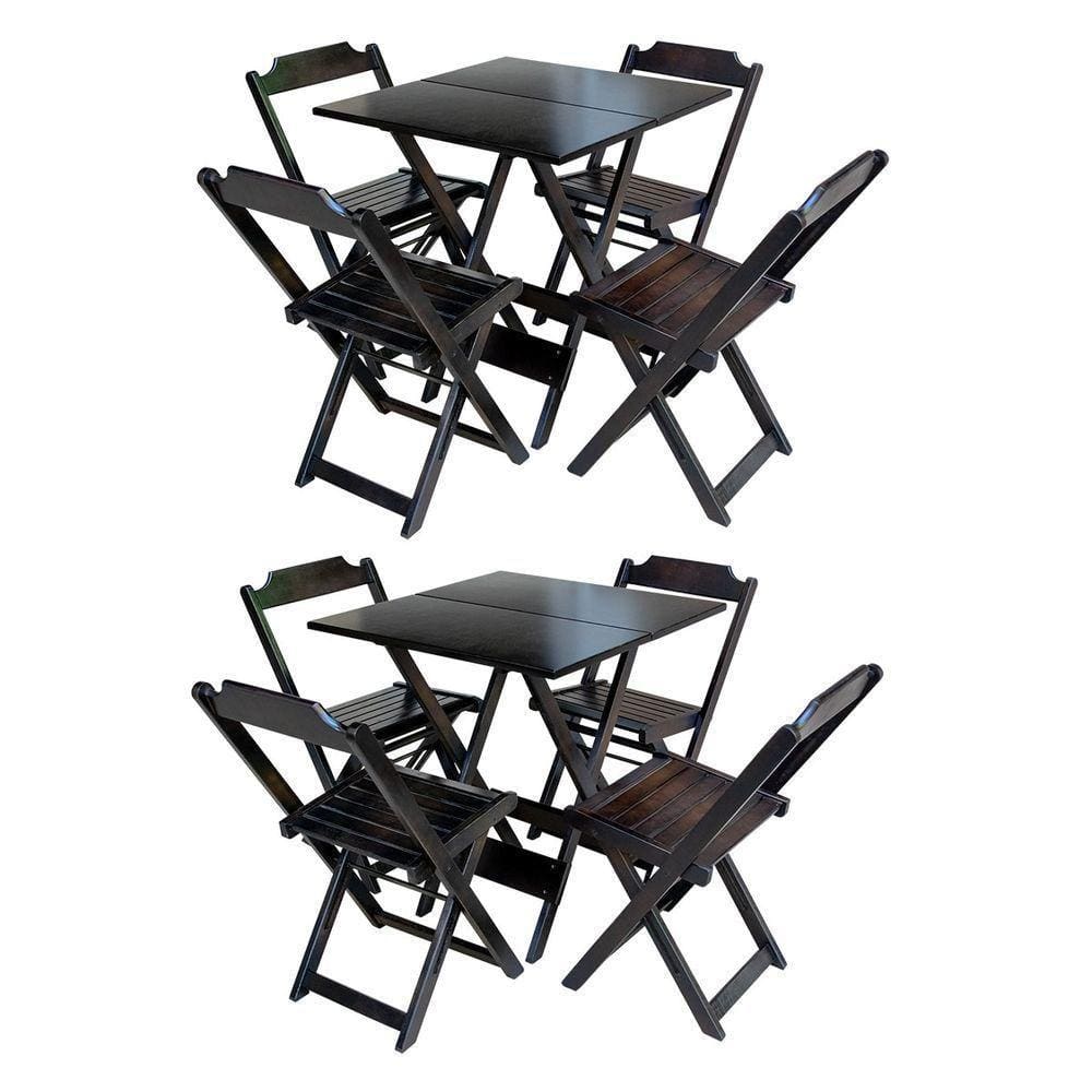 Kit 2 Jogos De Mesa Com 4 Cadeiras De Madeira Dobravel 60X60 - Tabaco - Marrom