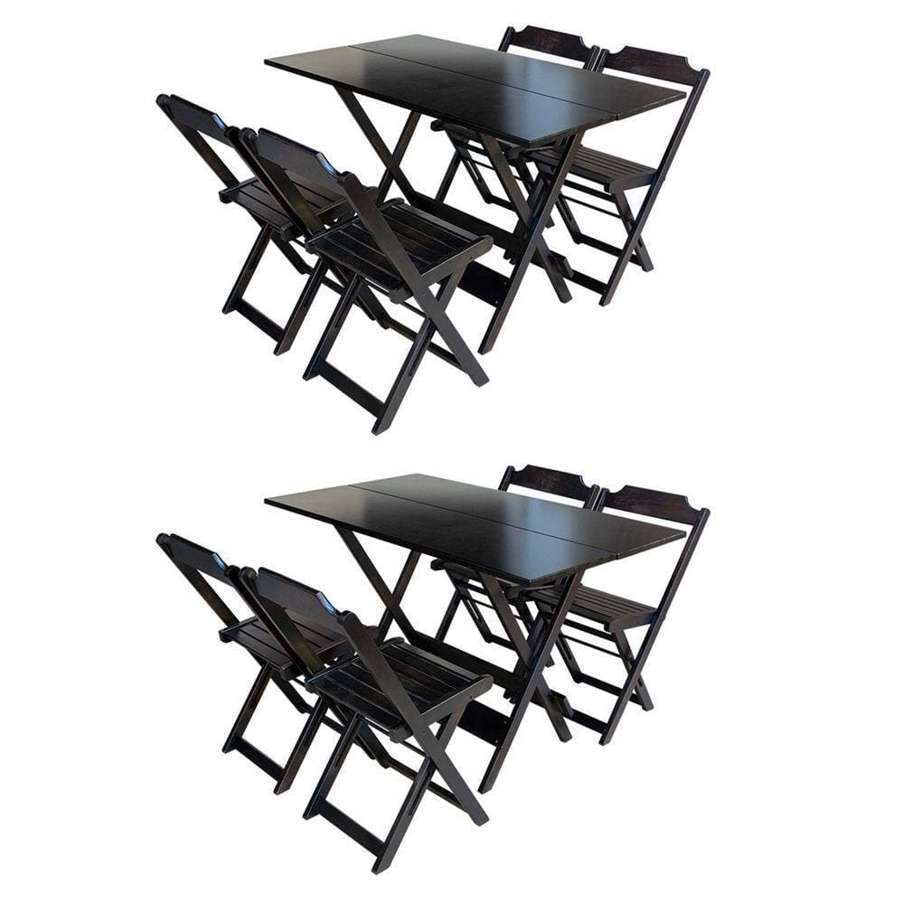 Kit 2 Jogos De Mesa Com 4 Cadeiras De Madeira Dobravel 120X70 - Tabaco - Marrom