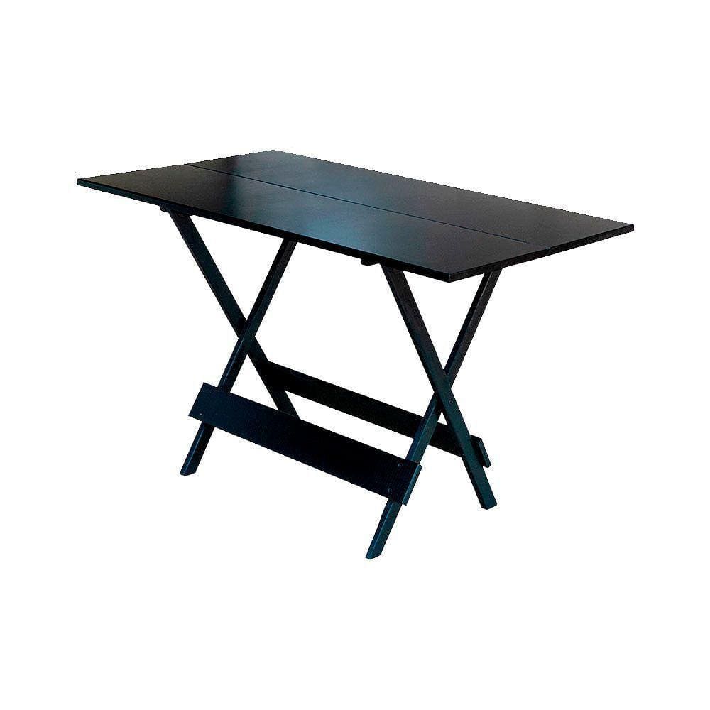 Mesa Dobrável De Madeira Maciça 1,20X70 - Preto - Preto