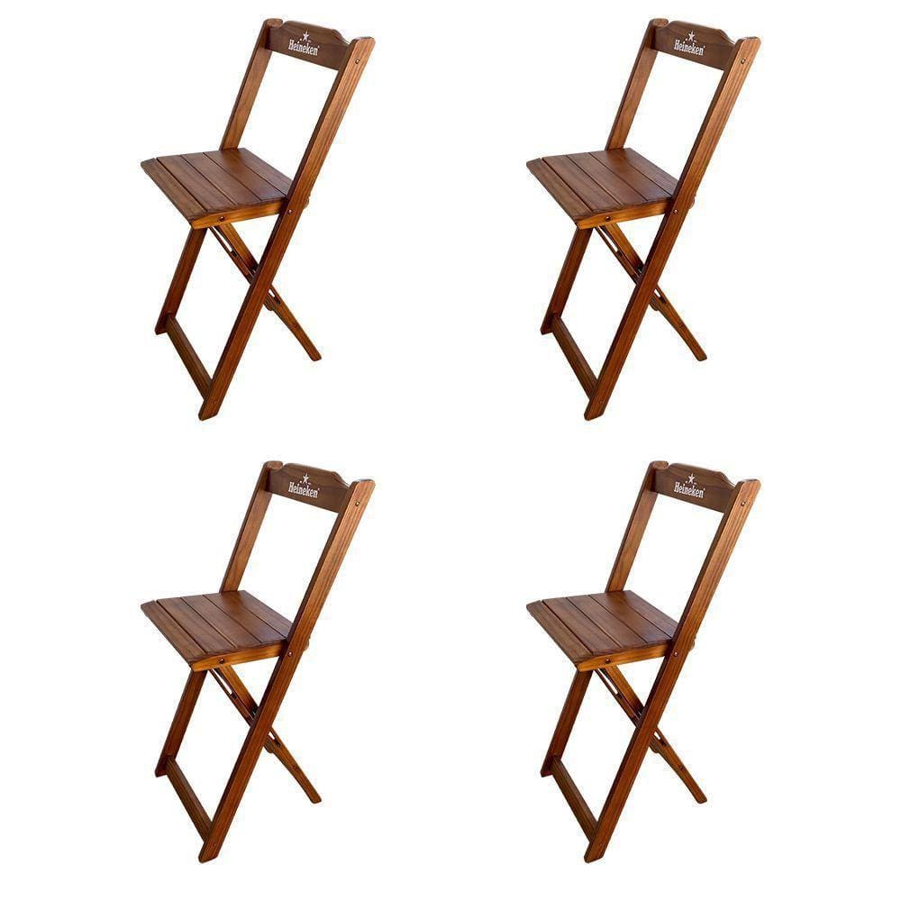 Kit 4 Banquetas Bistrô Dobrável Madeira Personalizada Hei Imbuia - Cor: Marrom