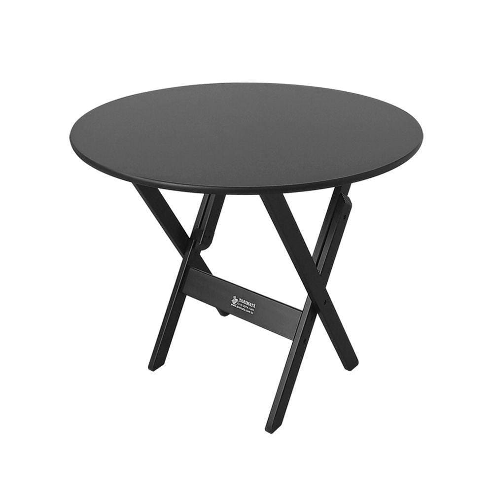Mesa Dobrável De Madeira Redonda 90cm Preta - Cor: Preto