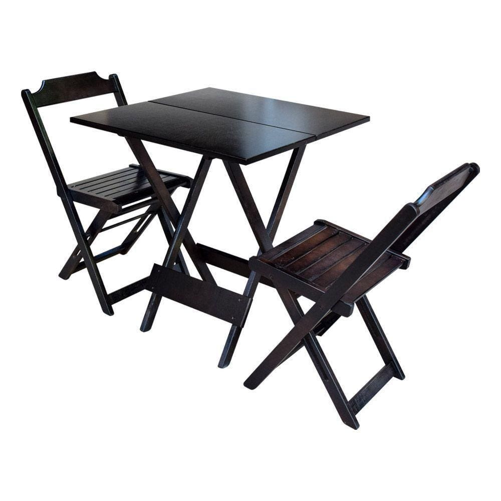 Conjunto De Mesa Dobravel Com 2 Cadeiras De Madeira 70X70 Pratica - Tabaco - Marrom