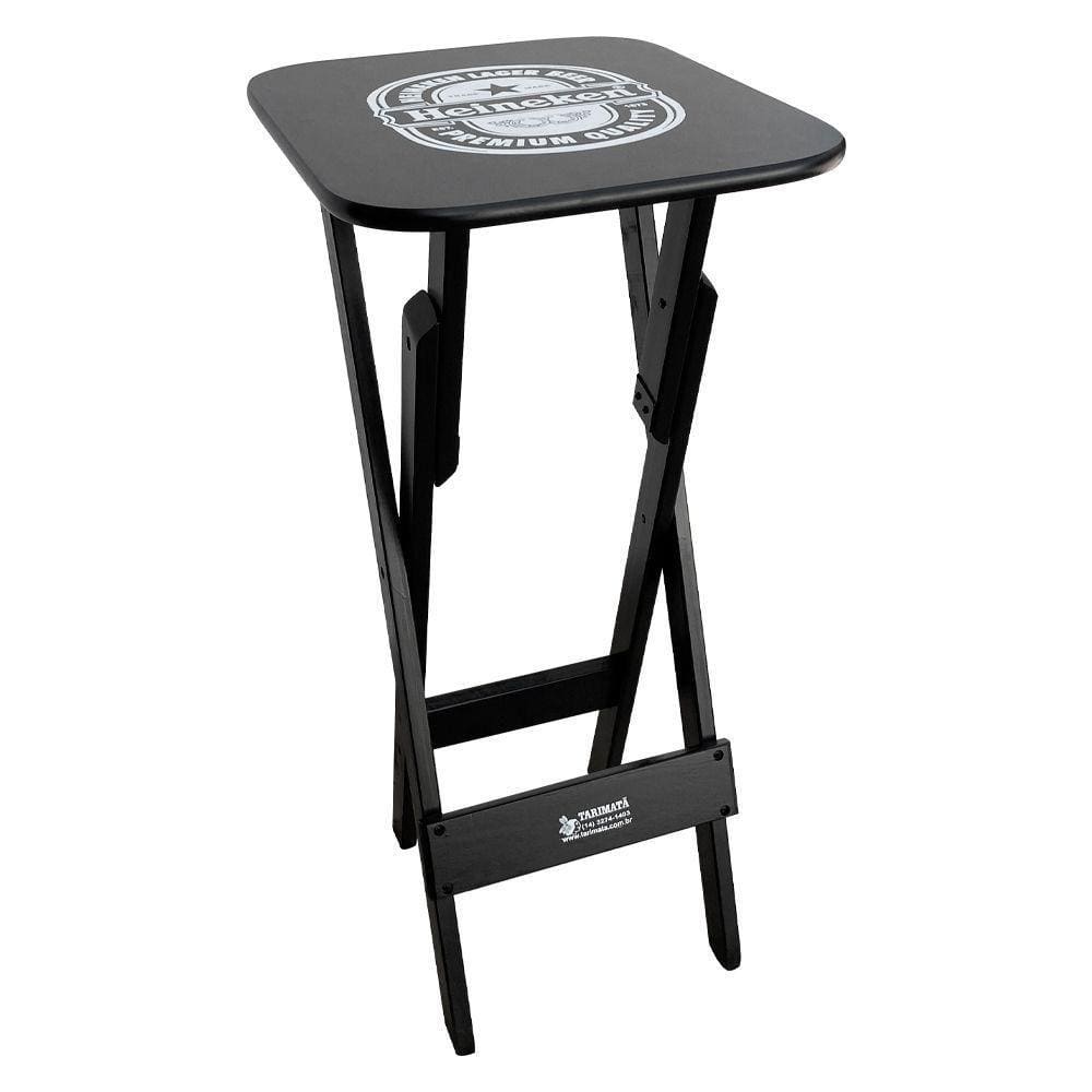 Mesa Bistrô Dobrável Madeira Personalizada Hei Preta - Cor: Preto