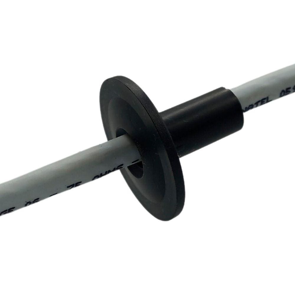 100 Pçs Bucha Passagem Vedação p/ Cabo Coaxial Rede Preta