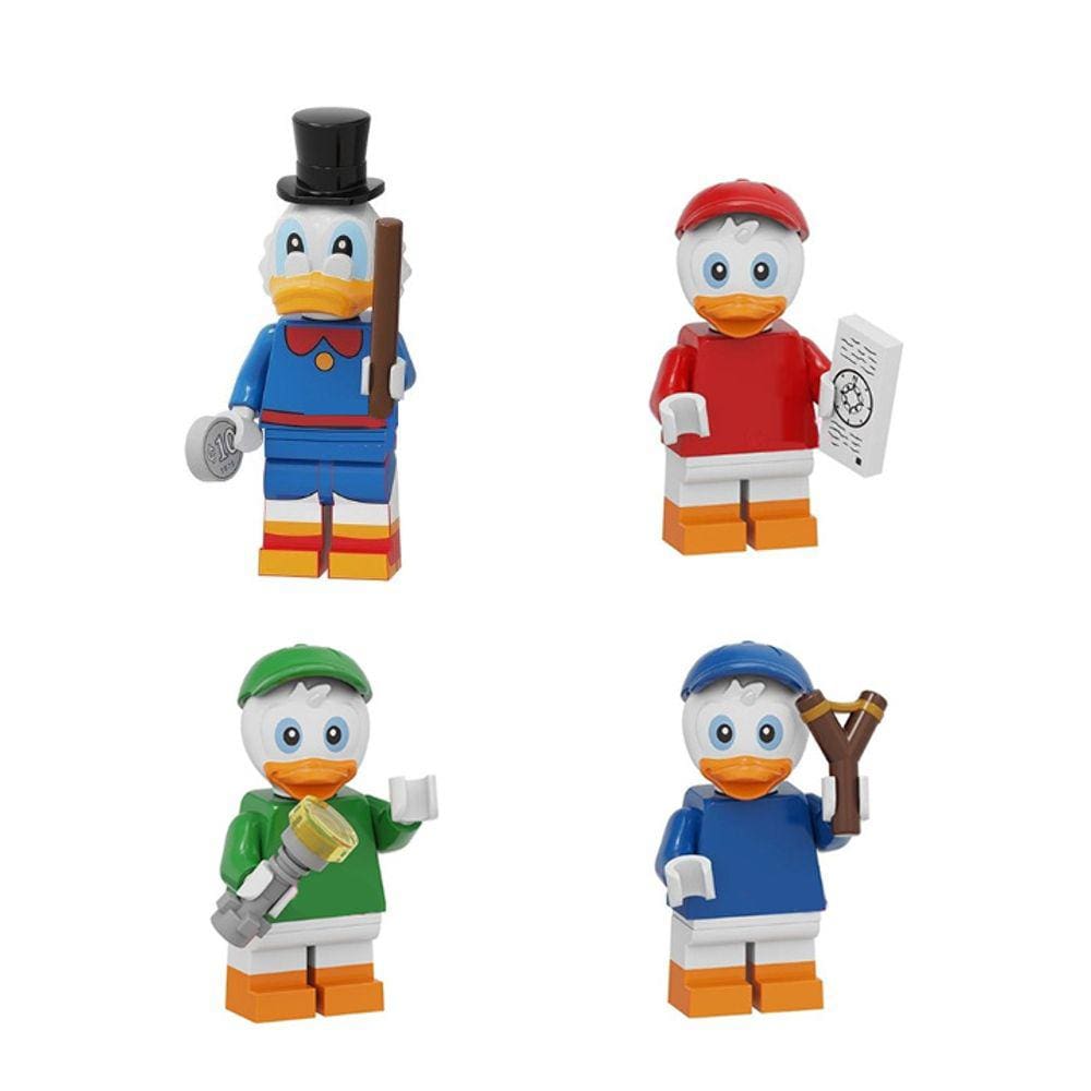 Kit Bonecos Ducktales Tio Patinhas E Sobrinhos Disney Blocos De Montar
