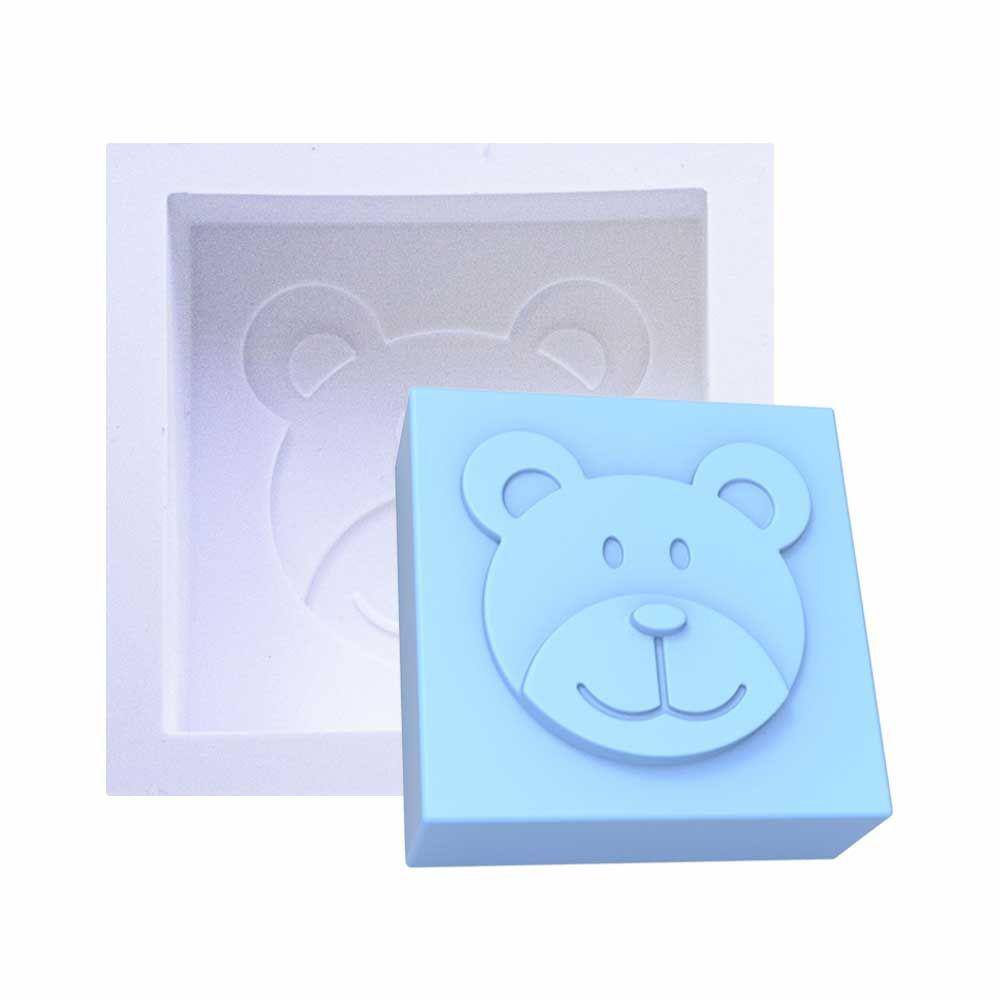 Forma de Silicone Quadrada Rosto Urso