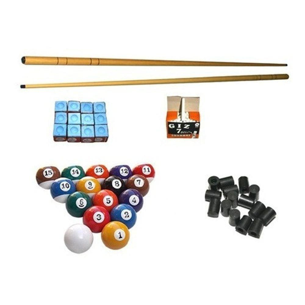 Kit 2 Taco 1,30 Giz Azul Branco Bola Nª Faixa 20 Ponta Sinuca