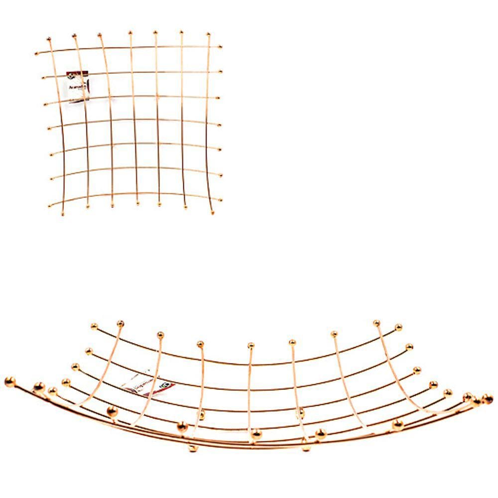 Fruteira de Metal Aramado Quadrada Rose Gold com Pontas