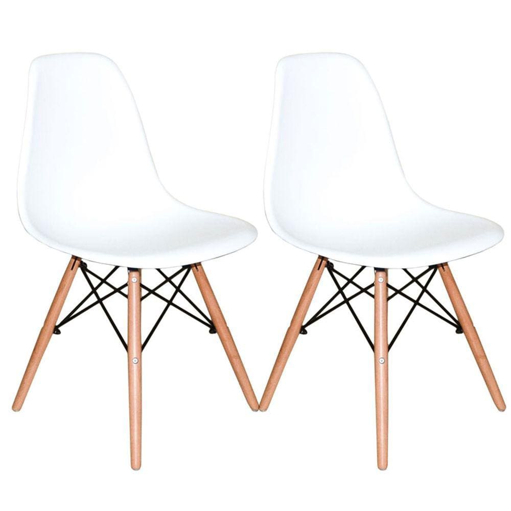 Kit com 2 Cadeiras Charles Eames Eiffel Branco