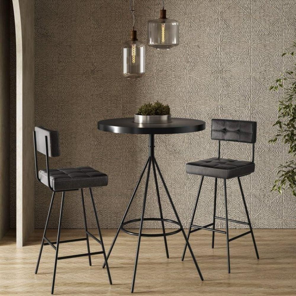 Conjunto Mesa Bistrô e 2 Banquetas Madri Salaone Preto/Marrom