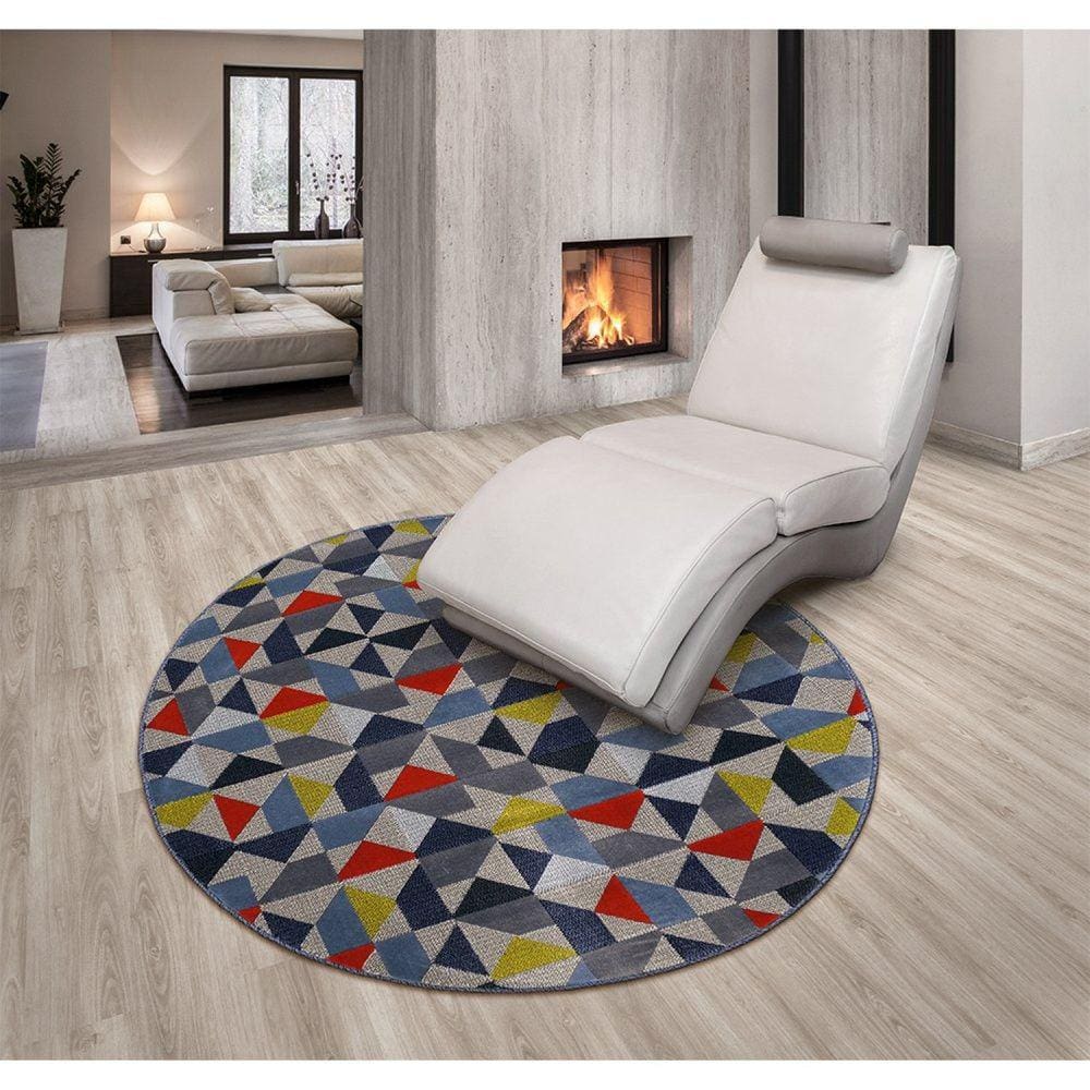 Tapete Redondo 150cm Pixel School Tapetes São Carlos Caleidoscopio Rubi