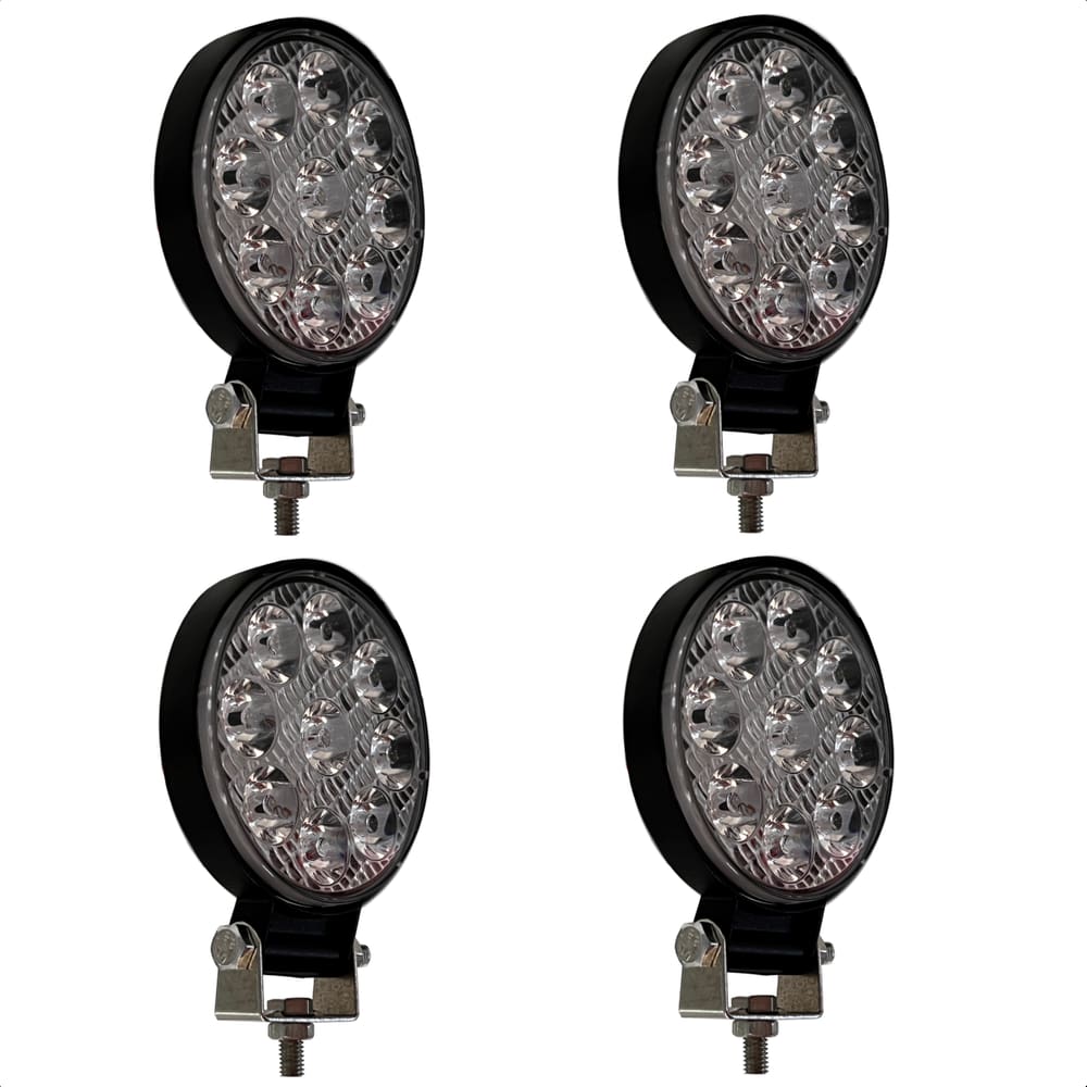 kit 4 Farol de LED Auxiliar redondo 27W 9 Leds Troller Off-Road carro 4x4 LE-6710