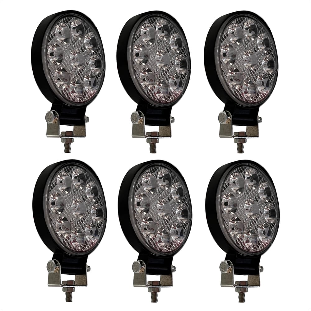 Kit 6 Farol de LED Auxiliar redondo 27W 9 Leds Troller Off-Road carro 4x4 LE-6710