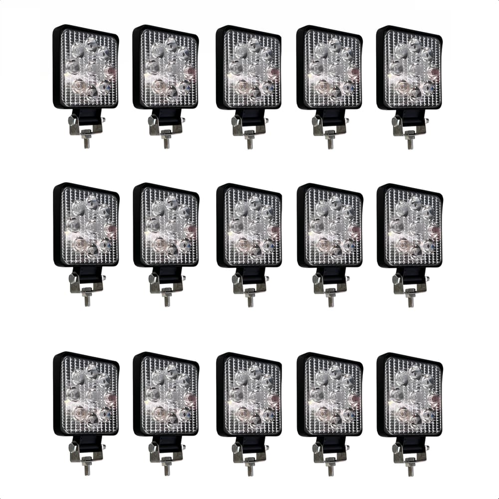 15 Farol de LED Auxiliar quadrado 27W 9 Leds Troller Off-Road carro 4x4 LE-6711