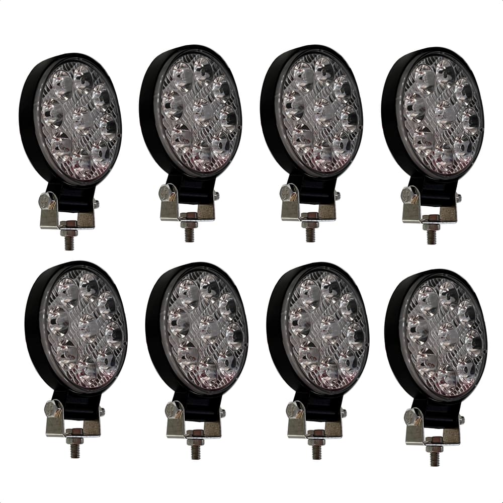 Kit 8 Farol de LED Auxiliar redondo Mini 27W 9 Leds Troller Off-Road carro 4x4 LE-6710