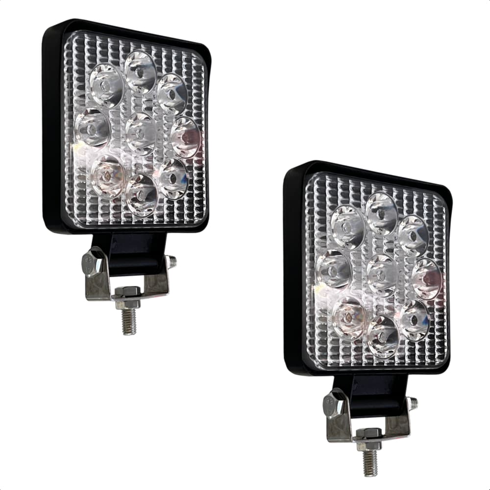 Par de Farol de LED Auxiliar quadrado 27W 9 Leds Troller Off-Road carro 4x4 LE-6711