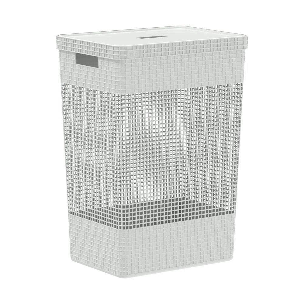 Cesto De Roupa Grid Branco Oceano 49 L Com Tampa 38 X 28 X 55,2 Cm