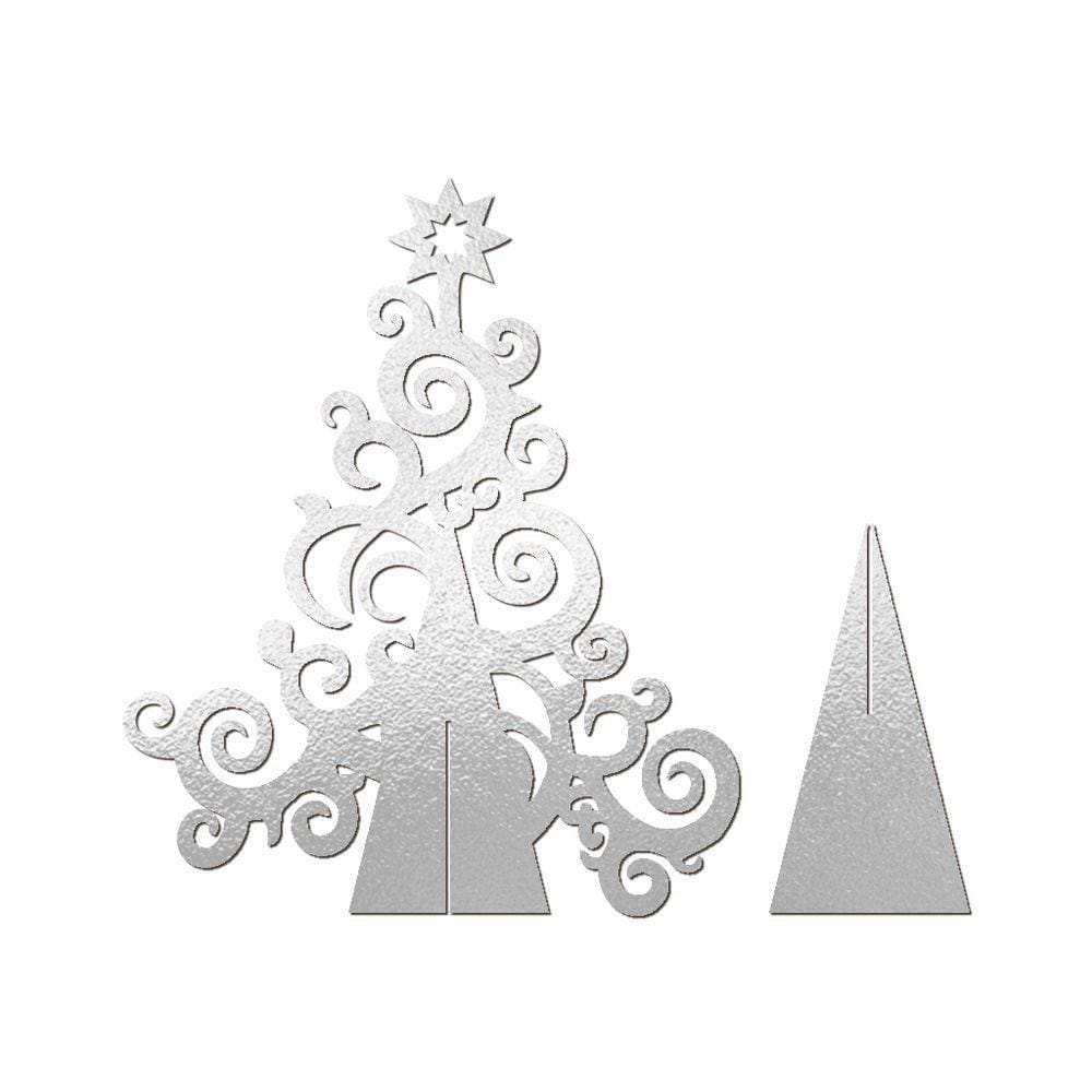 Árvore De Natal Com Arabescos 25cmx30cm - Cria Arte Laser Prata