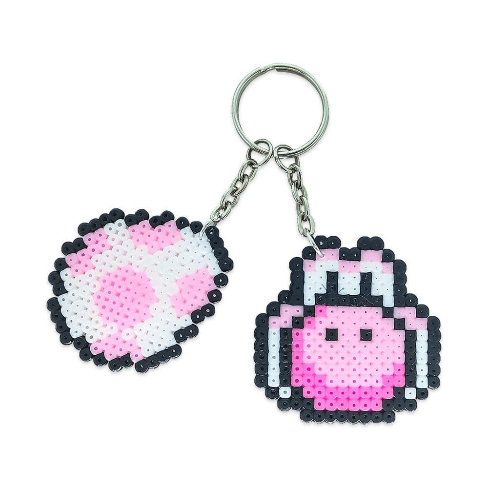 Chaveiro Duplo Pixel Art (Hama Bead) Yoshi E Ovinho Pink