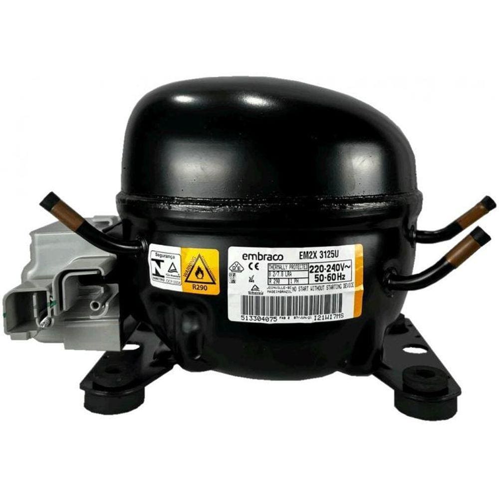 Motor Compressor 1/3 Hp Em2X3125U Gás R290 Embraco 220V