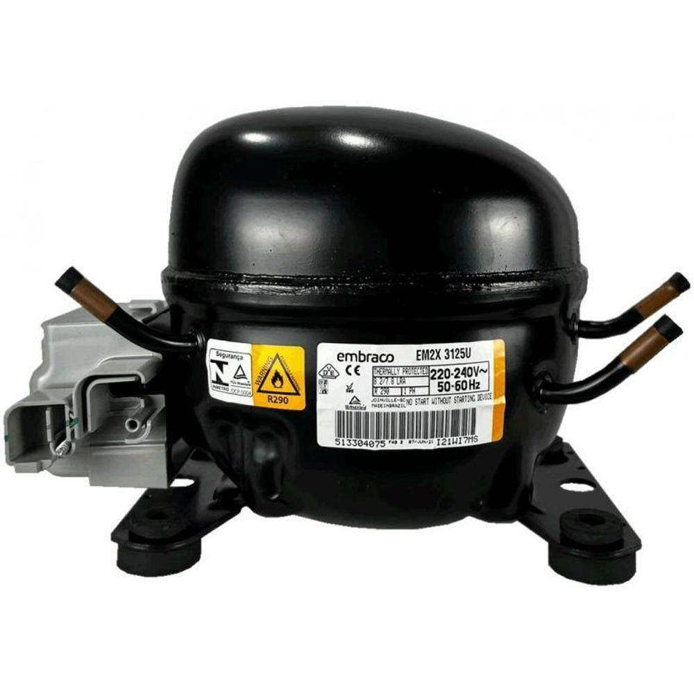 Motor Compressor 1/3 Hp Em2X3125U Gás R290 Embraco 220V