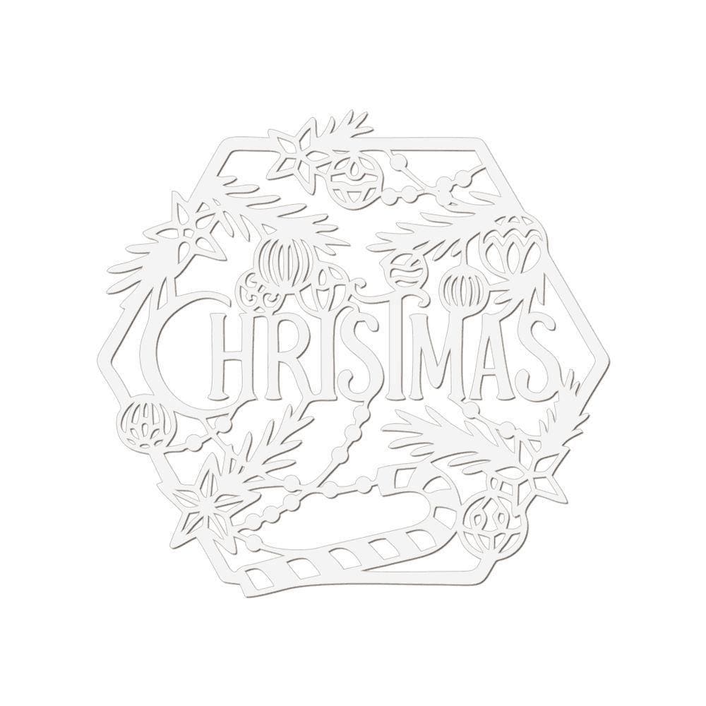 Hexágono De Natal 32cmx30cm - Cria Arte Laser Branco