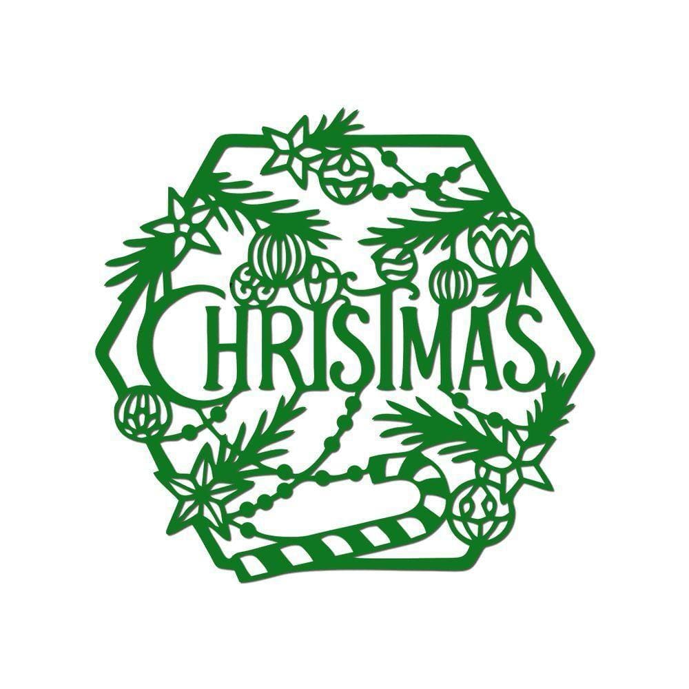 Hexágono De Natal 32cmx30cm - Cria Arte Laser Verde