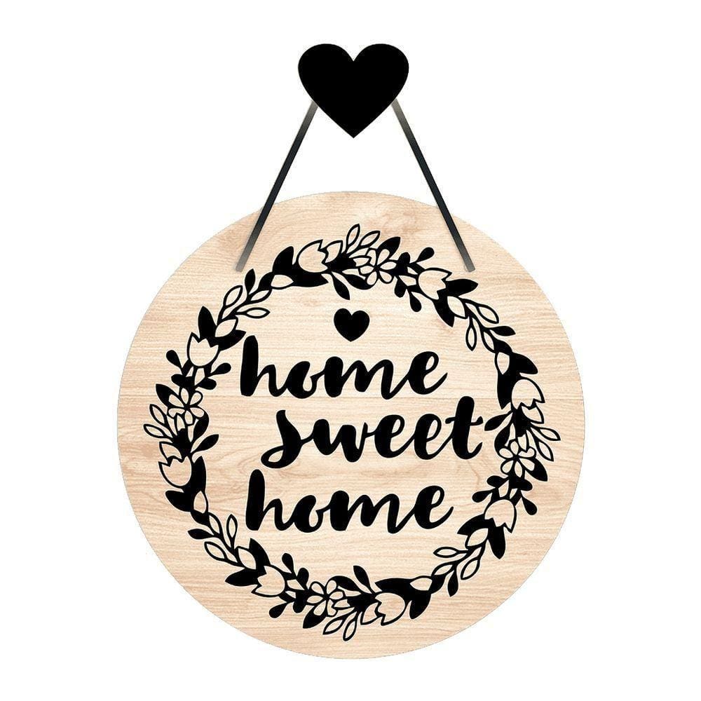 Flâmula Guirlanda Home Sweet Home 30cmx30cm - Cria Arte Laser Marrom