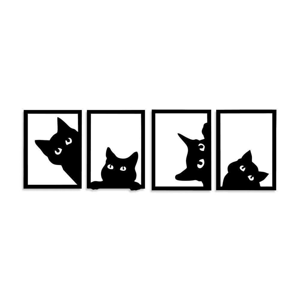 Kit Quadros Gatos 24cmx32cm - Cria Arte Laser Preto