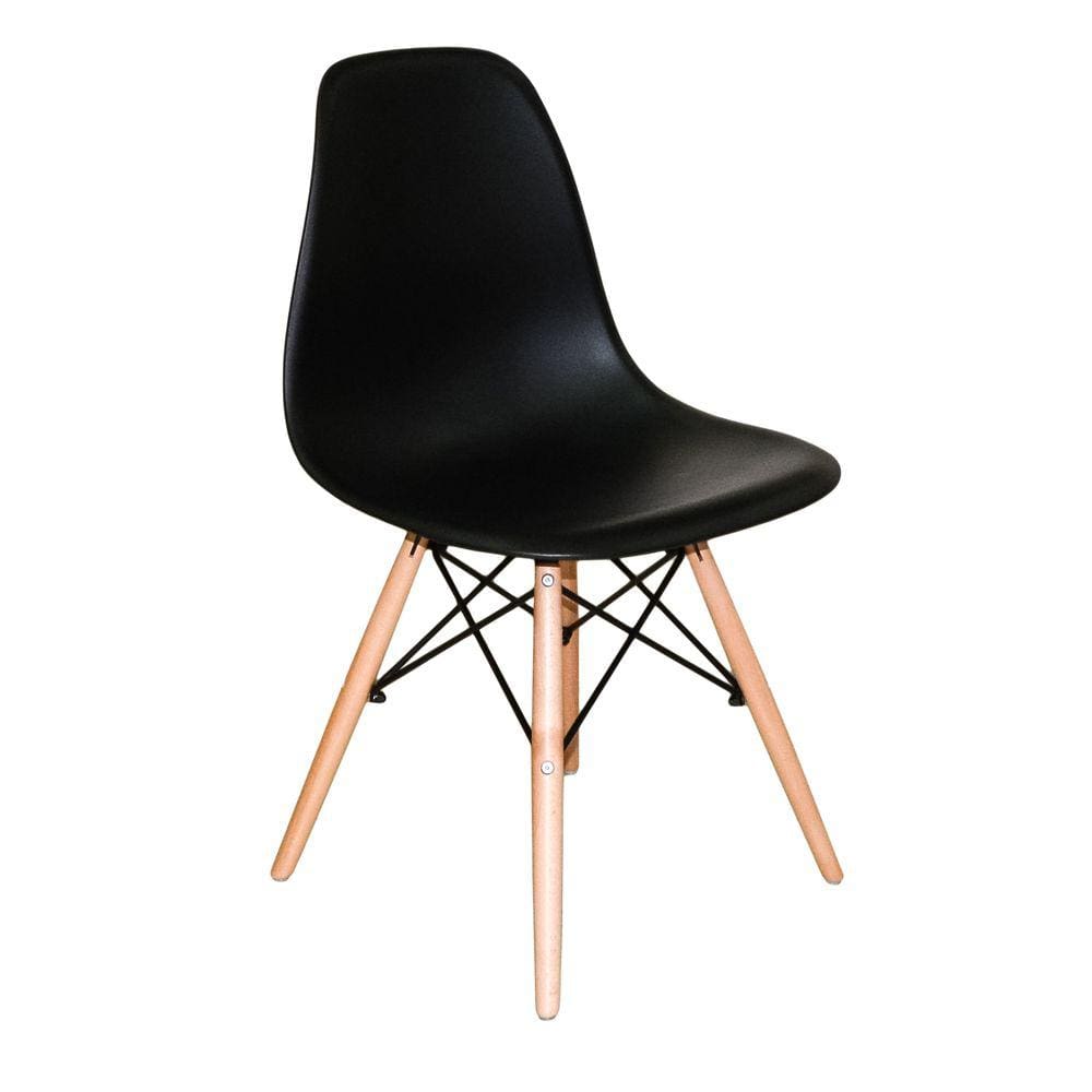 Cadeira Charles Eames Wood DSW Preta - Base Madeira
