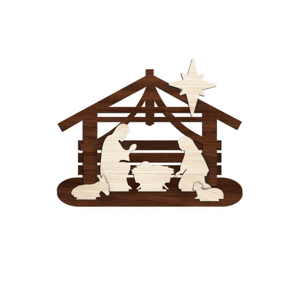 Presépio 03 Com Base 25cmx20cm - Cria Arte Laser Madeira Escuro