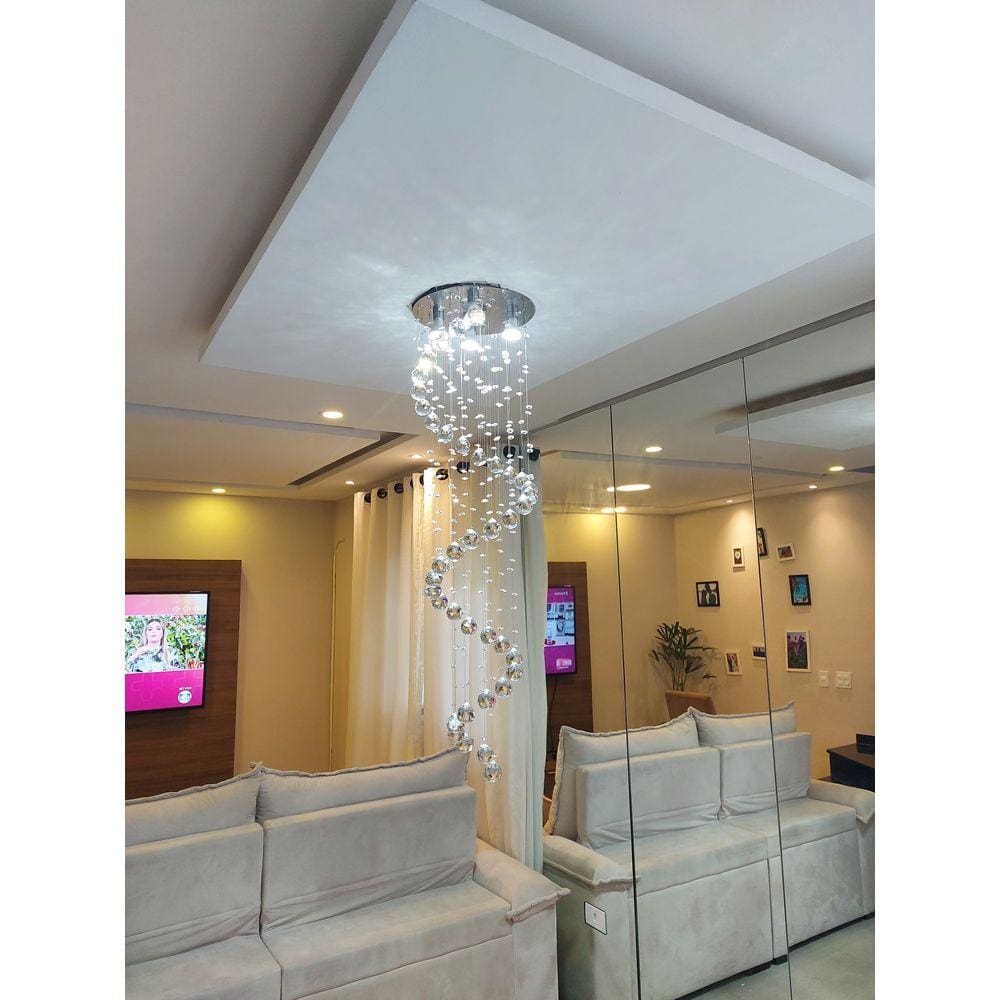 Lustre de Cristal Espiral 70cm Altura Base de 30cm Diâmetros