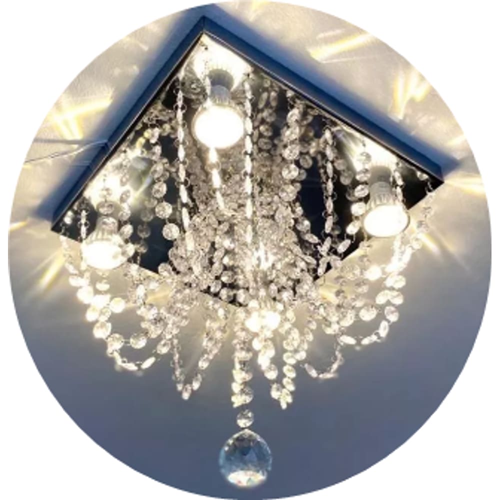 Lustre De Cristal Acrílico Base 30x30 Quadrado Vai Montado