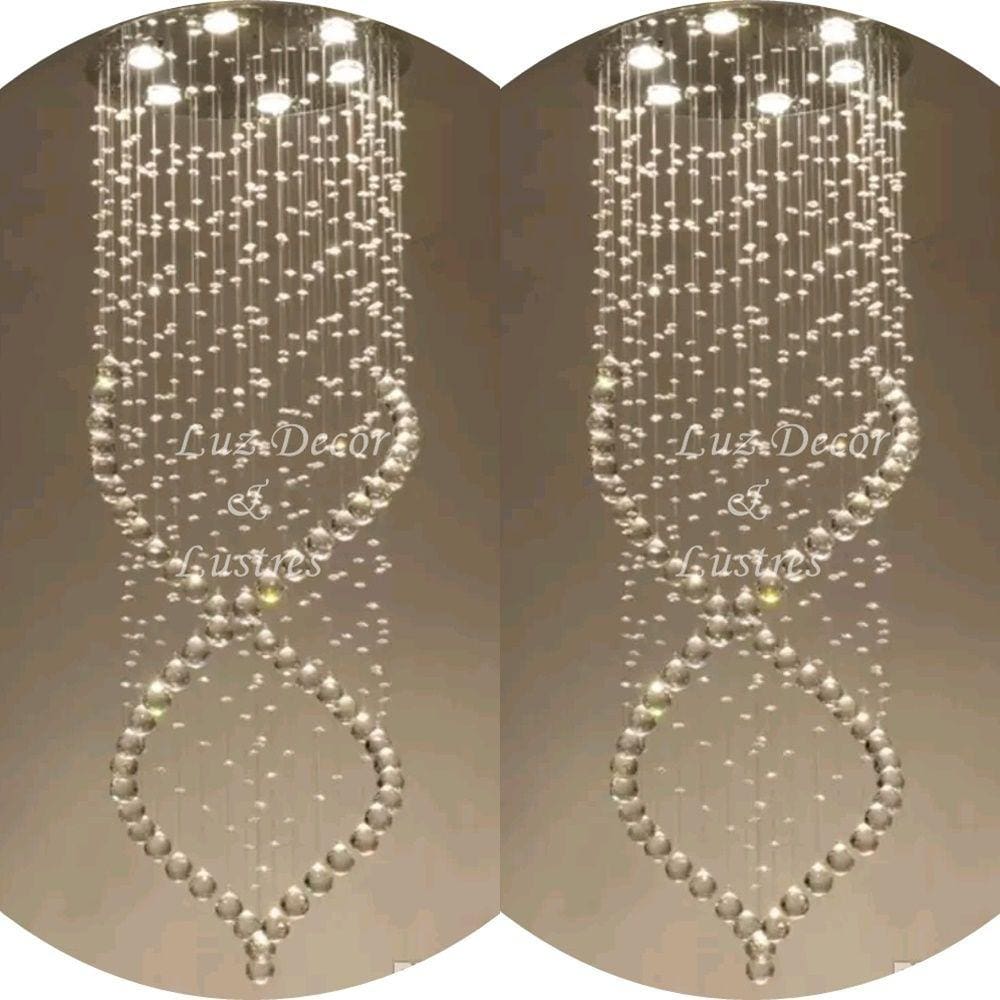 Kit Lustres De Cristal Para Vão De Escada 40cm De Diâmetro