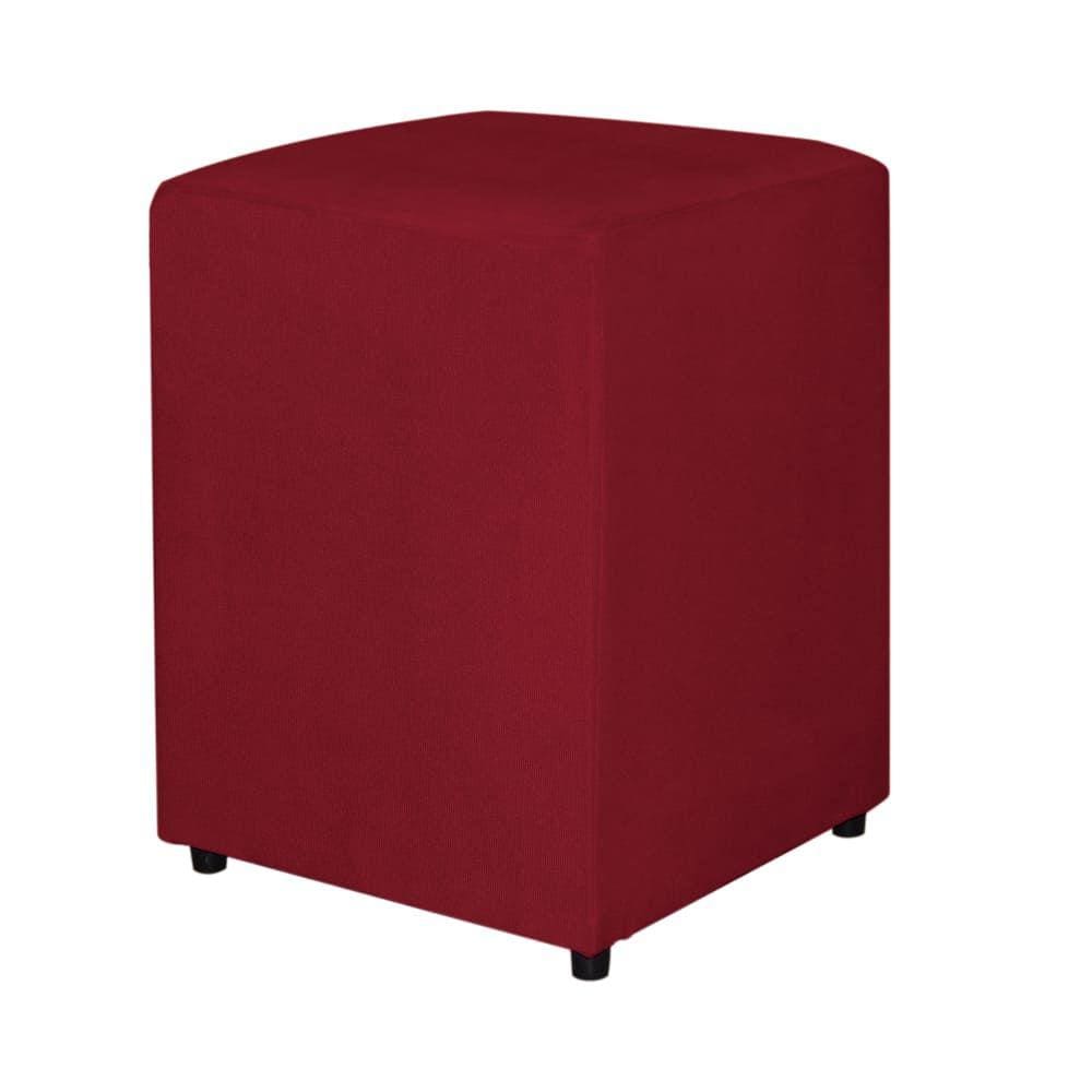Puff Quadrado Suede Vermelho - Vallisa Decor