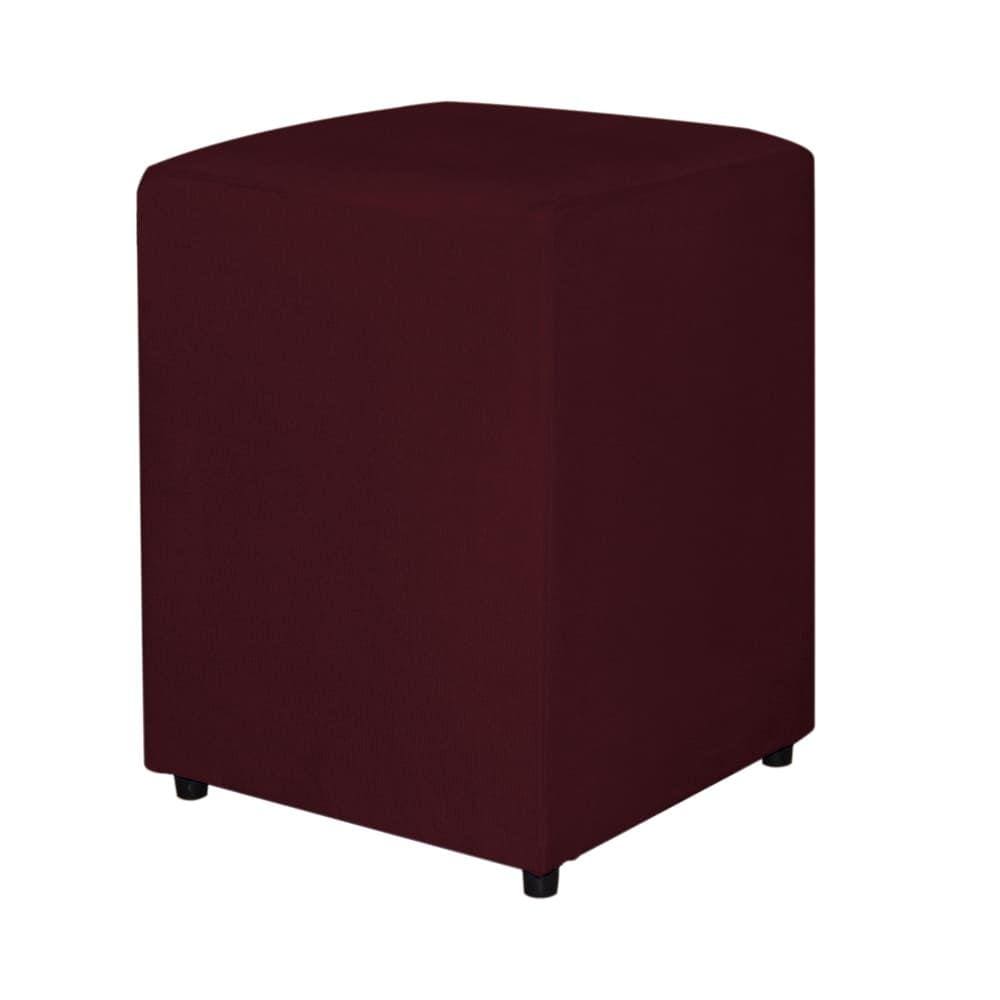 Puff Decorativo Quadrado Para Sala Suede Bordo - Vallisa Decor