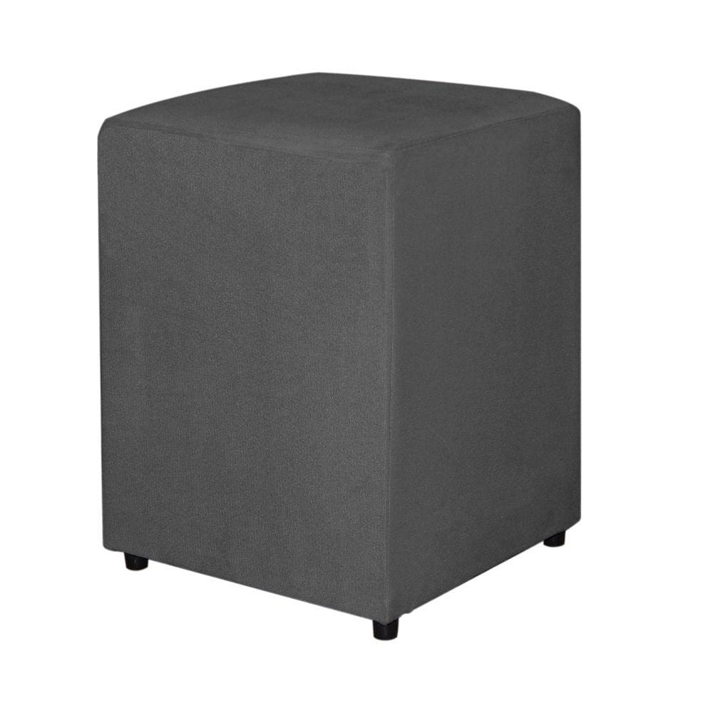 Puff Quadrado Decorativo Para Sala Suede Cinza - Vallisa Decor