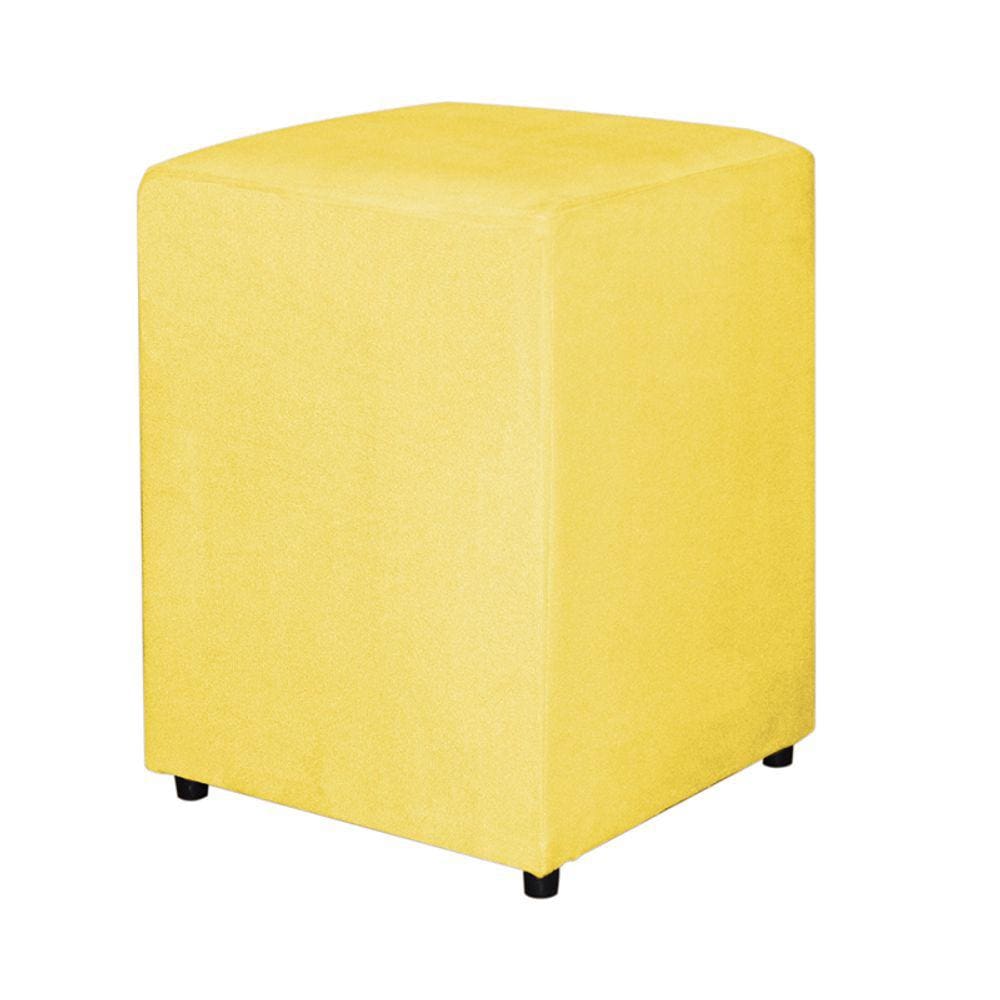Puff Quadrado Decorativo Para Sala Suede Amarelo - Vallisa Decor