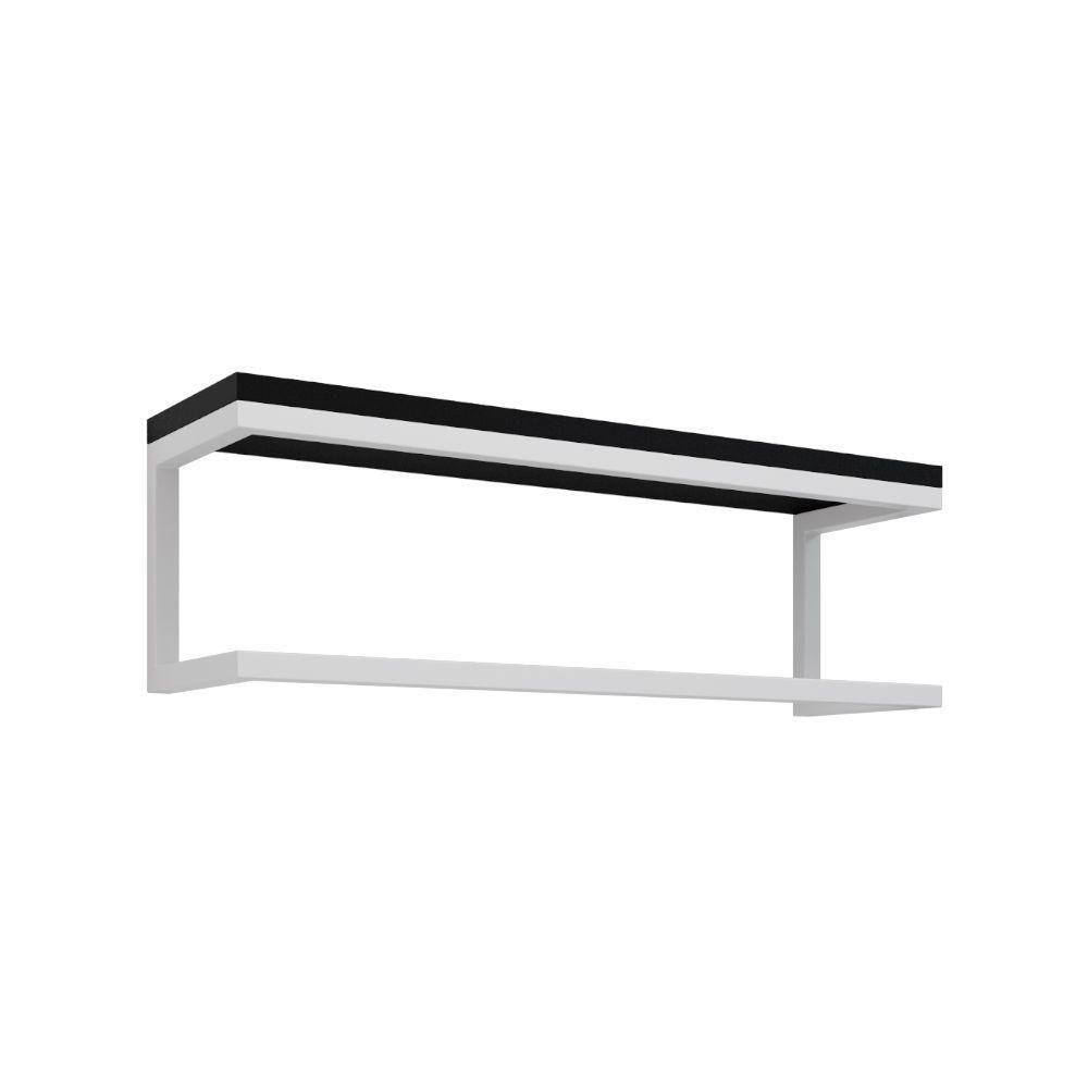 Toalheiro Para Banheiro Estilo Industrial Ita - Branco E Prateleira Preta - Cor: Branco