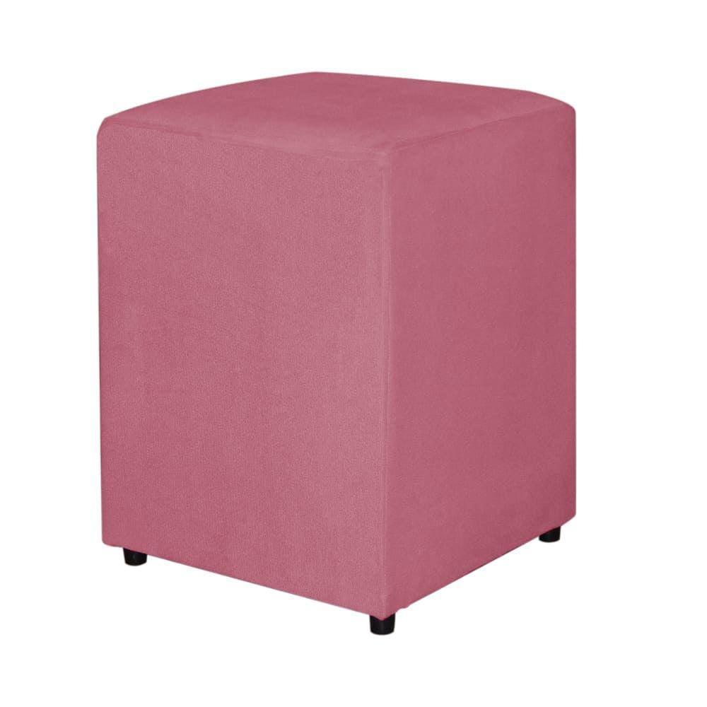 Puff Quadrado Suede Rosa - Vallisa Decor