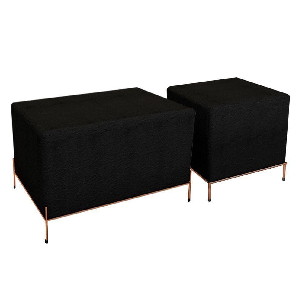 Conjunto Puff Barcelona E Puff Sevilha Preto/cobre - Cor: Preto
