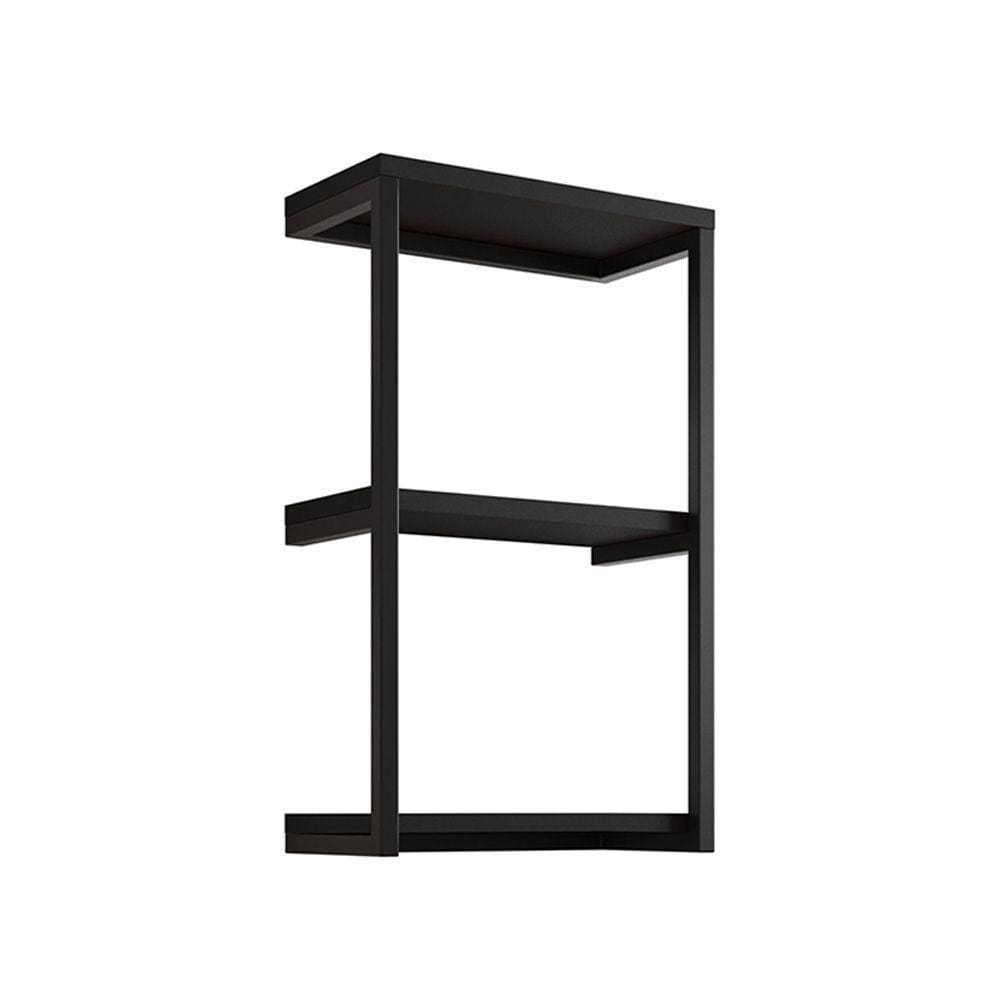 Nicho De Parede Industrial 3 Prateleiras Milão - Preto - Cor: Preto